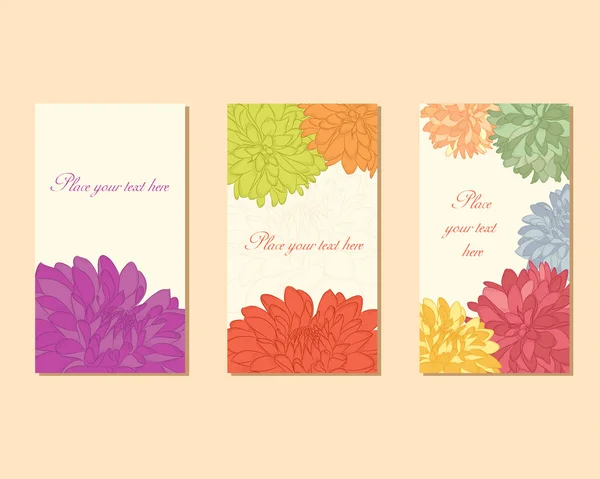 Tres tarjetas de vector vintage floral — Vector de stock