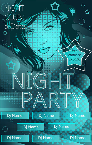 Night party Invitation leaflet in dark color.