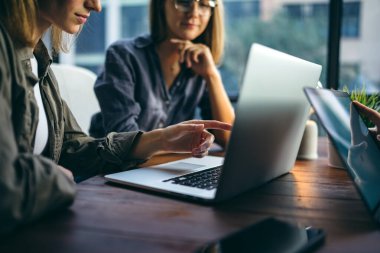 Birlikte çalışan bir grup genç. Modern ofiste yaratıcı iş adamları. Hippi takımı birlikte çalışıyor. Genç modern meslektaşlar. Takım çalışması..