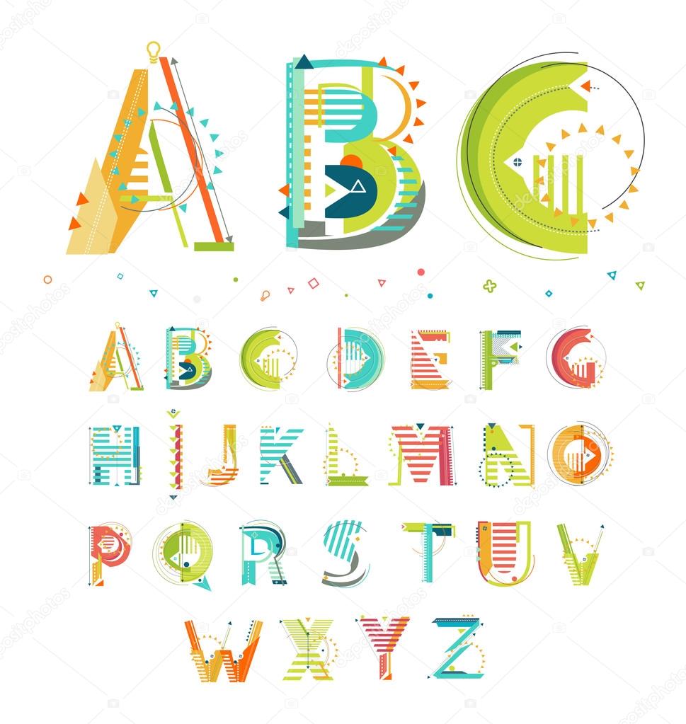  Alphabet / Geometric style / Letters