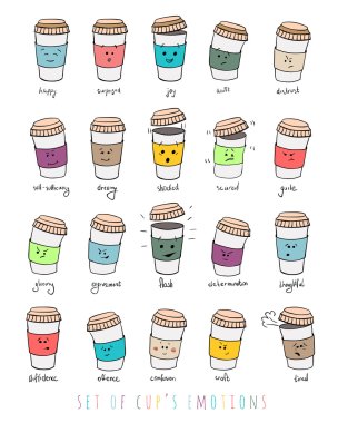 Set of cups emotions clipart