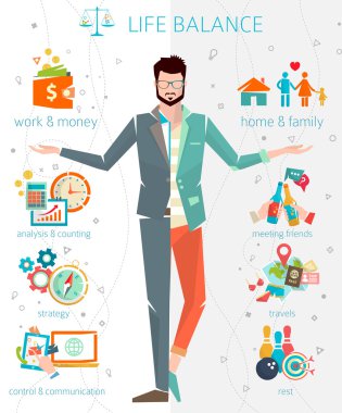 Concept of work and life balance clipart