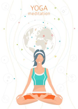 Genç kadın yoga yapıyor.