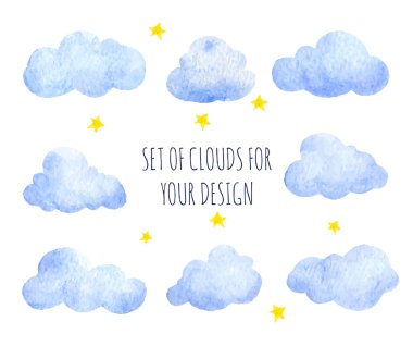 Set of watercolor clouds clipart