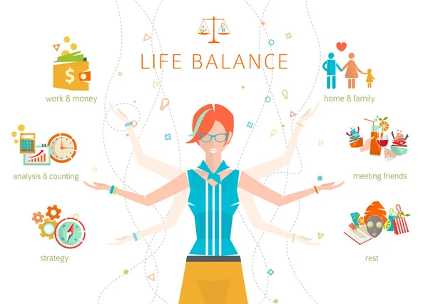 Concept of work and life balance — Stock Vector