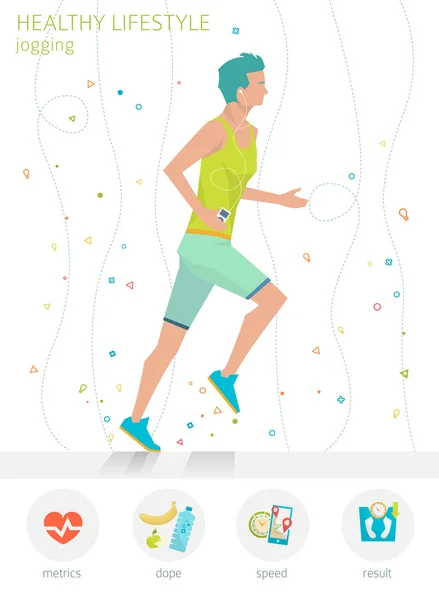 Young man is jogging — Stock Vector