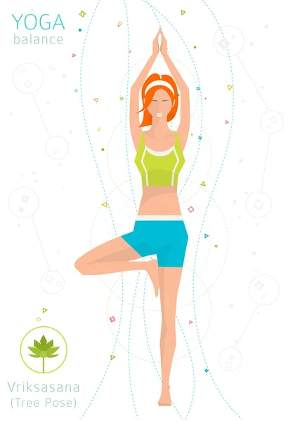 Genç kadın yoga yapıyor. — Stok Vektör