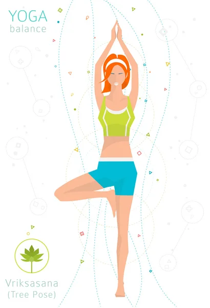 Mujer joven practica yoga — Vector de stock