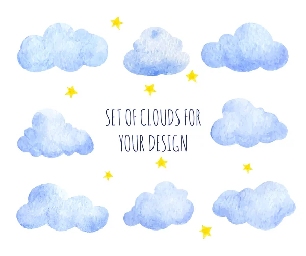 Ensemble de nuages aquarelle — Image vectorielle