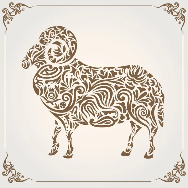Moutons décoratifs ornementaux — Image vectorielle