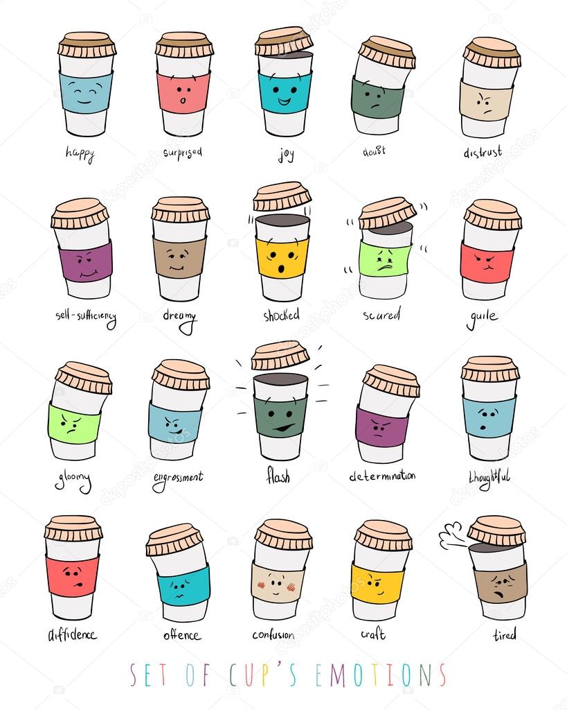 Set of cups emotions
