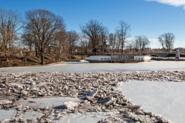 ice drift on the river Lielupe