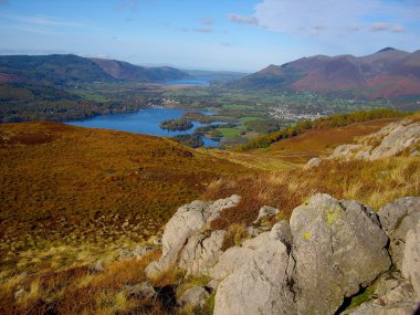 Lake district, güneşin Derwent su 