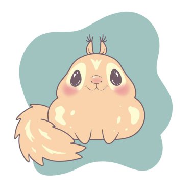 Illustration of cute squirrel, forest rodent cartoon character isolated on white background