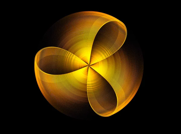 Gold abstract fractal shape with black background computer-gener — Stock Photo, Image