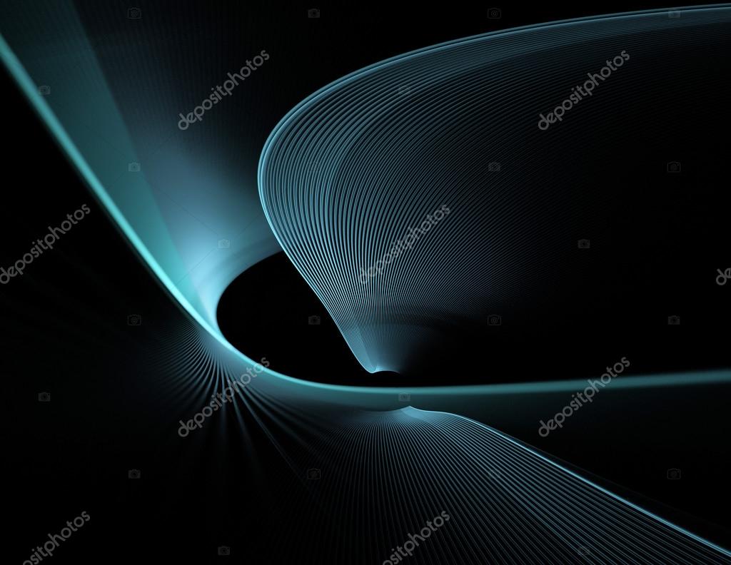 Blue abstract fractal shape with black background, computer-generated image for logo, design concepts, web, prints, posters. On the subject of education, science and technology