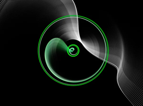 Green abstract fractal shape with black background — Stock Photo, Image