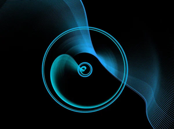 Blue abstract fractal shape with black background — Stock Photo, Image