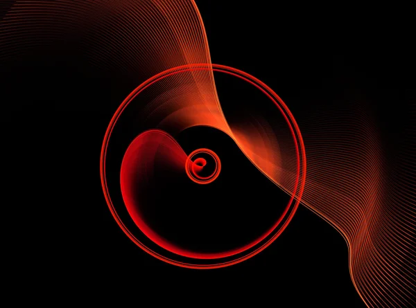 Red abstract fractal shape with black background — Stock Photo, Image