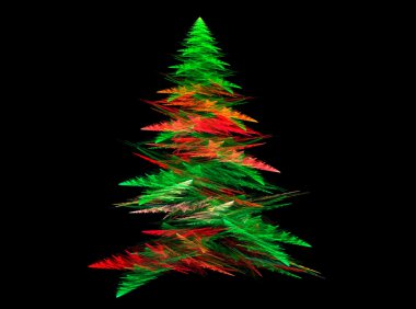 Siyah artalan ile soyut fraktal Noel ağacı