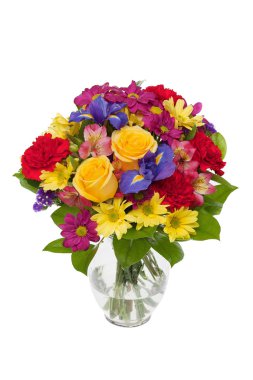 Bouquet of Colorful Assorted Flowers on a White Background clipart