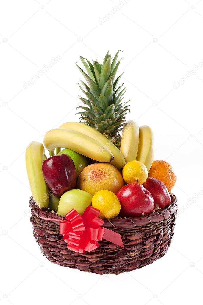 Fruit Basket on a White Background