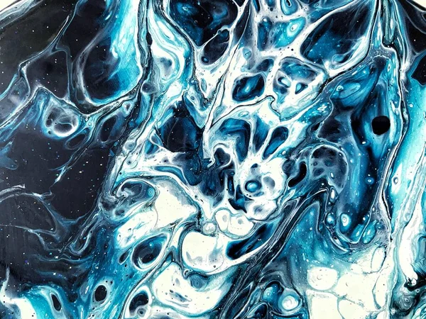 Fluid Acrylic Hand Painting Close Abstract Art Liquid Painting Babbles — Stock Photo, Image