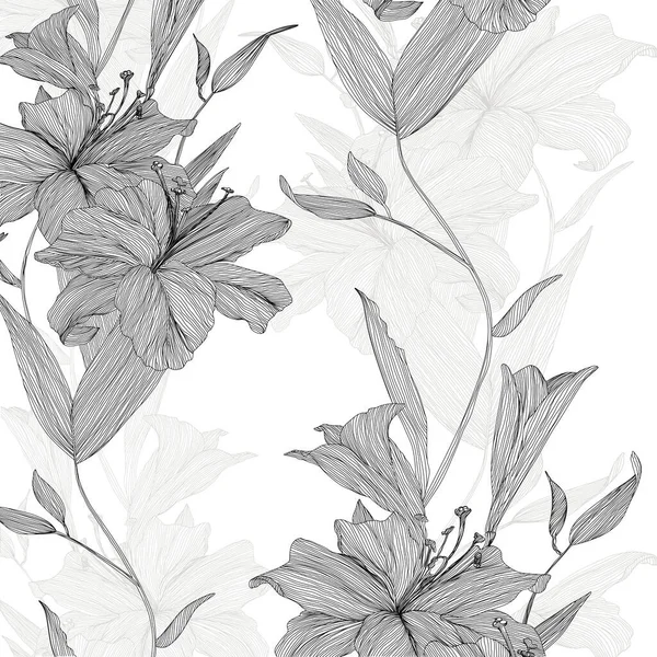 İşleme tarzında siyah beyaz bir zambak çizimi