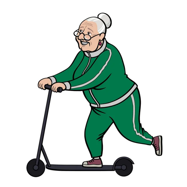 Enerjik büyükanne scooter kullanıyor.