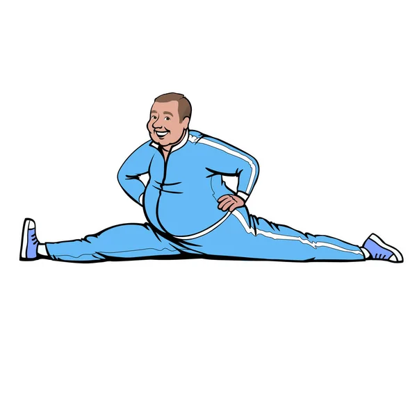 Olumlu şişman adam sicim üzerinde oturuyor.