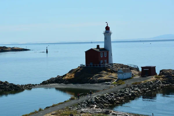Fisgard Lighthouse Bij Ford Rodd Hill Victoria Canada Augustus 2021 — Stockfoto