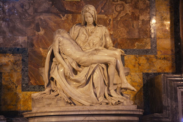 The Pieta,St.Peters Basilica Vatican City,Rome Italy,November 5th 2013.Michelangelo's first masterpiece is inside St.Peters church.It is the only piece he signed because he was so young no one believed he sculpted it.A much see when in Rome.