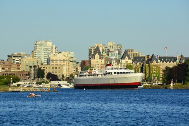 Victoria Bc,Canada.August 11 2014.The feribot için Port Angeles'a ABD Victoria'nın iç liman bırakır. Bir araba ve yolcu feribot için port Angeles'a.