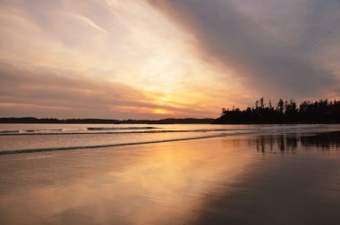 Sunset on the beaches of Tofino BC clipart