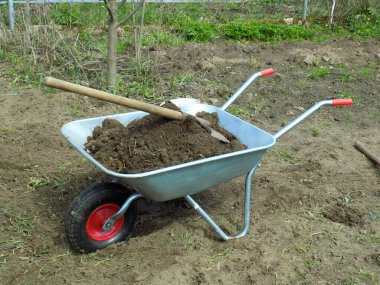 Bahçe el arabası sebze bahçesi, çiçek bahçesi ve verimli toprak oluşturmak için kullanılır. Araç: Kürek, tırmık.