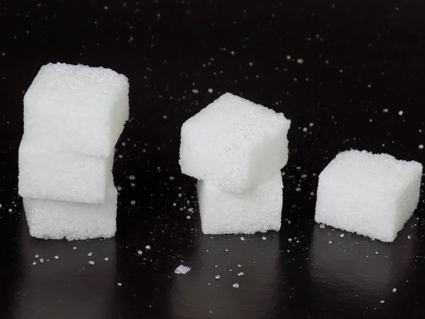 Vitt Socker Bitar Det Nödvändigt Att Följa Diet Begränsa Konsumtionen Stockfoto