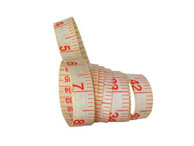 Terzi şeridi, beyaz arka planda izole edilmiş terzi.