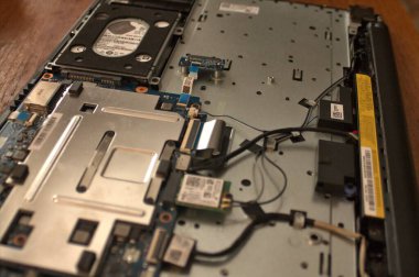 Parçalanmış dizüstü bilgisayarı olan masaüstü 