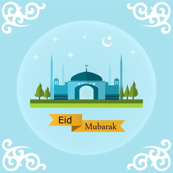 Paisaje de Eid Mubarak — Vector de stock