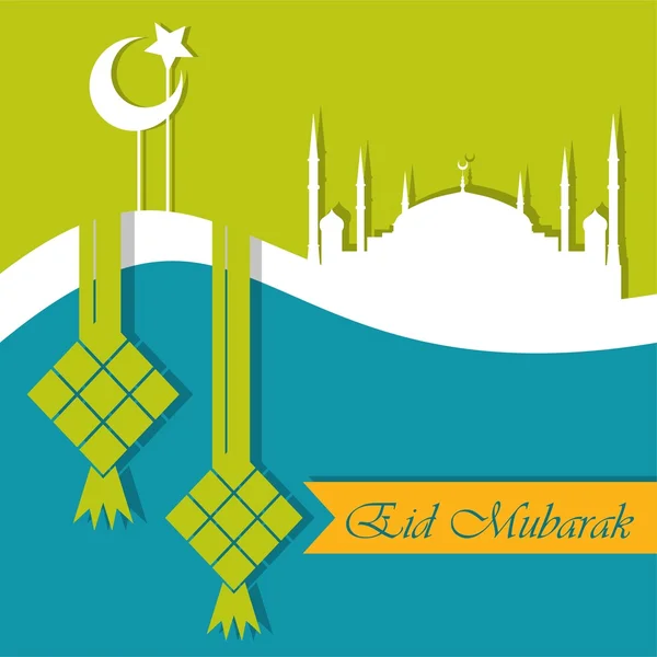 Tarjeta de felicitación Eid Mubarak — Vector de stock