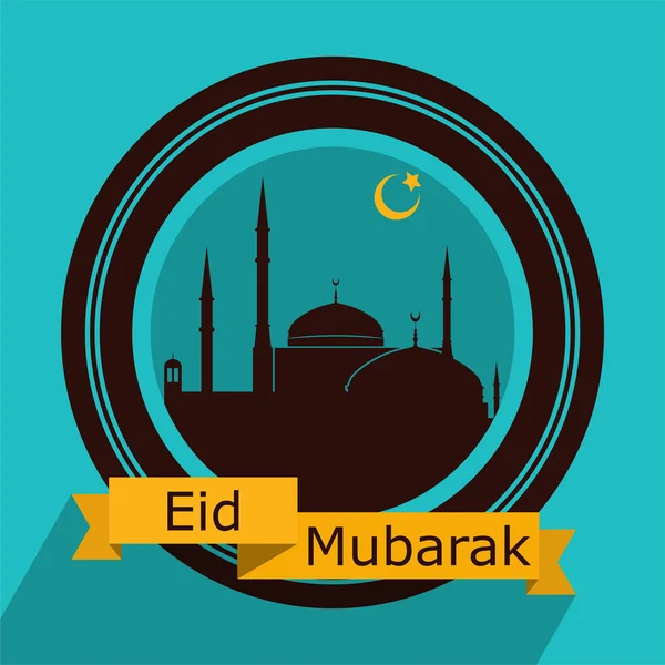 Tarjeta de felicitación Eid Mubarak Diseño plano — Vector de stock