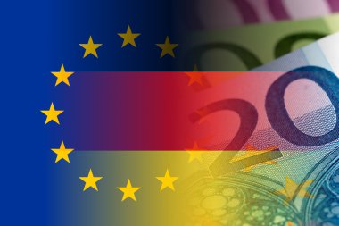 Avrupa Birliği ve Almanya bayrağı euro banknot ile