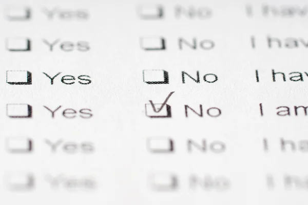 Checklist with yes no answers — Stock Photo, Image