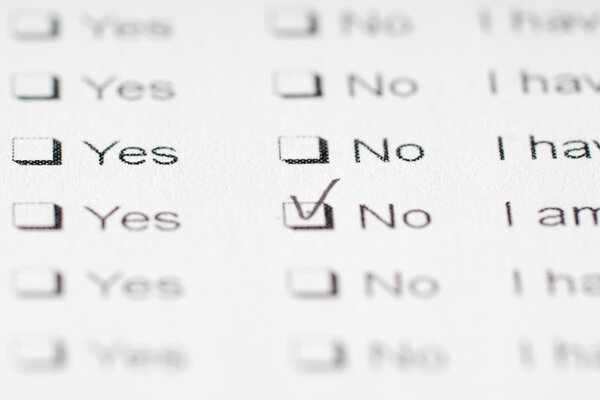 checklist with yes no answers