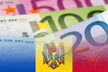 euro banknot ile Moldova bayrağı