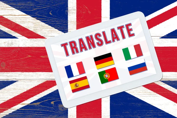 Traducción multilingüe en bandera — Foto de Stock