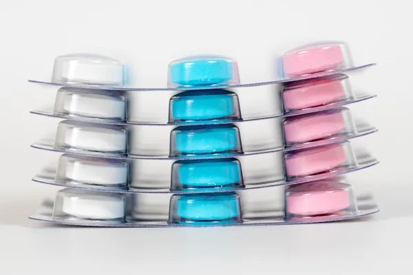 Cinque blister pillola multicolore — Foto Stock