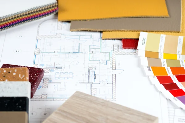 Palet, malzeme örnekleri ile iç proje