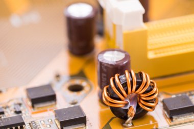 alan 4 küçük derinliği ile closeup kahverengi elektronik Pano