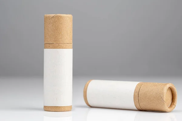 Zero Waste Lipstick Packaging Lip Balm Tube Made Paper Blank — Stock Photo, Image